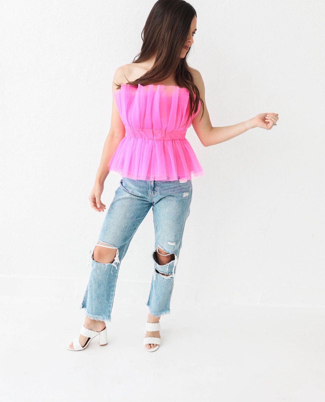 Hot Pink Tulle Corset Top