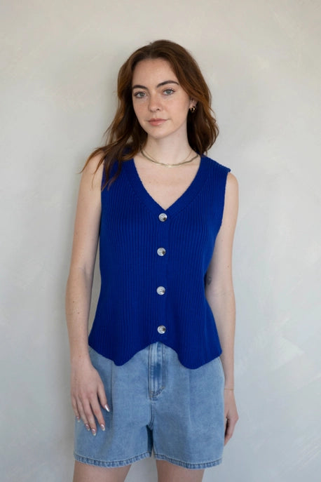 Sleeveless Sweater Button Down