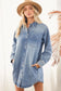Denim Button Down Shirt Dress with Pockets